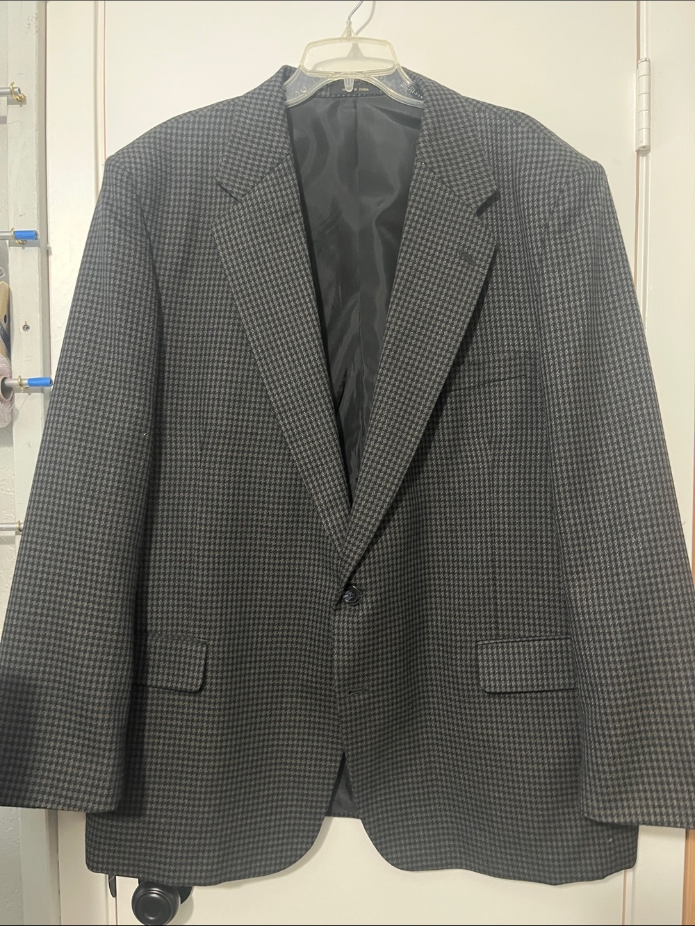 Men's Grey Houndstooth Sport Coat Blazer - Classic Single-Breasted Jacket